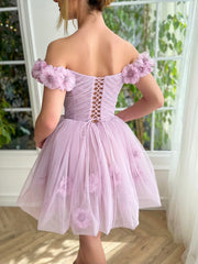 Ruby Homecoming Dress Pretty Lilac Corset Strapless Tulle Short Party Cocktail Dress
