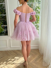 Ruby Homecoming Dress Pretty Lilac Corset Strapless Tulle Short Party Cocktail Dress