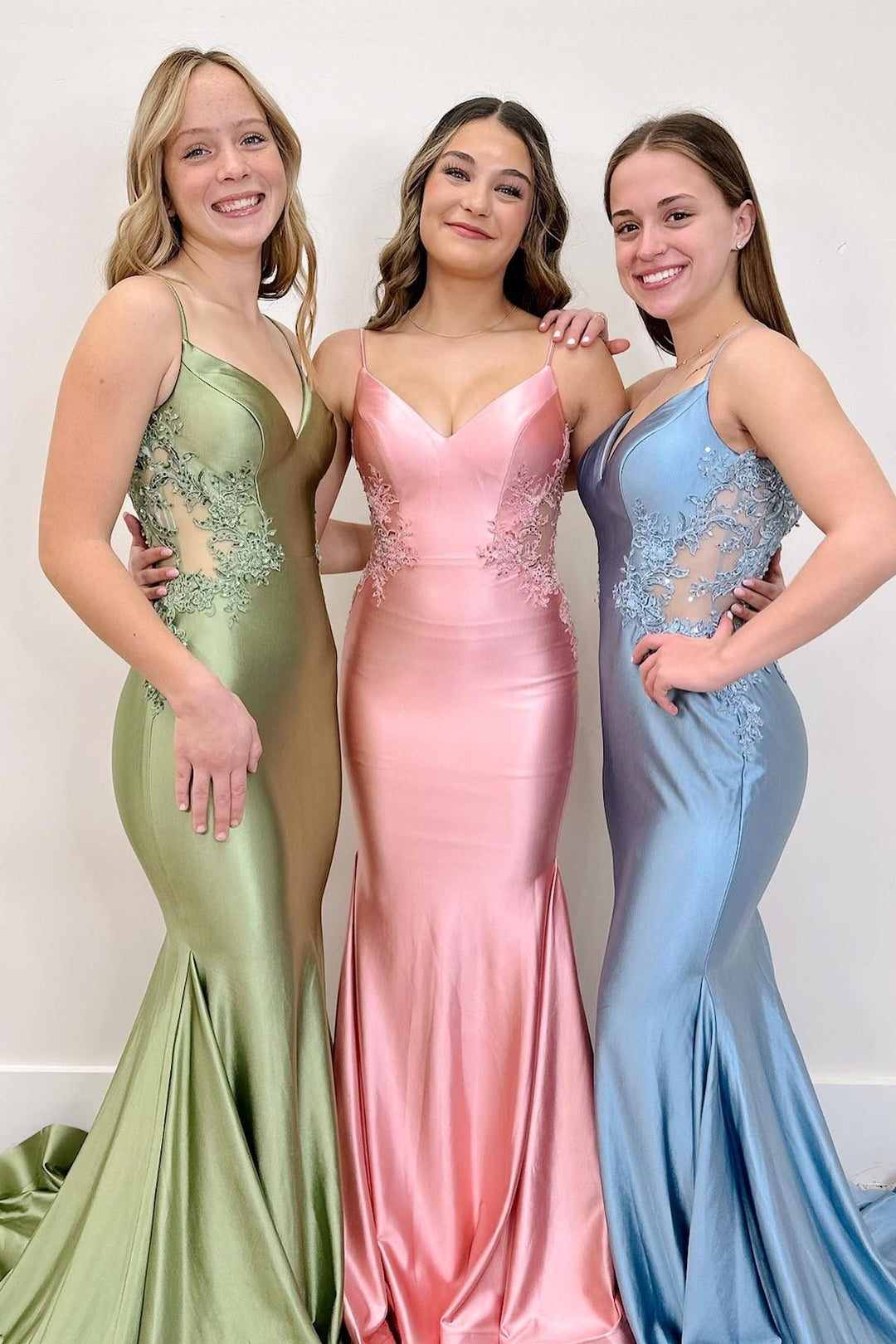 Sage Green Prom Dress Spaghetti Strap Backless Trumpet Long Gown Evening Dress
