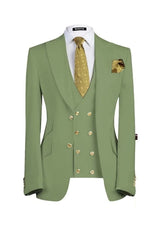 Sage Green Three Piece Peaked Lapel Prom Suit