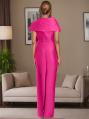 Satin Floor-Length Sleeveless Asymmetrical Bow(s) Mother of the Bride Sheath/Column Dress