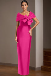 Satin Floor-Length Sleeveless Asymmetrical Bow(s) Mother of the Bride Sheath/Column Dress