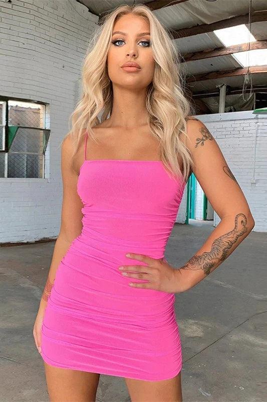 Satin Homecoming Dress Ruched V neck Shoulder straps Sleeveless Short Party Cocktail Dress