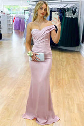 Satin Mermaid Prom Dress One Shoulder Purple Long Evening Dress