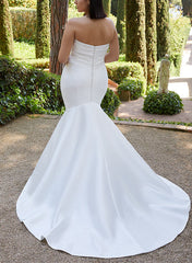 Satin Wedding Dress Elegant Trumpet/Mermaid Style Sleeveless
