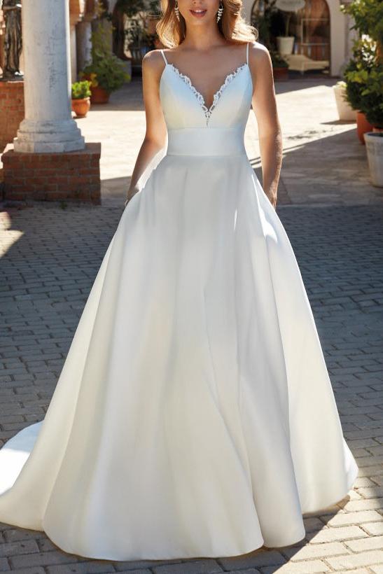 Satin Wedding Dress With Lace