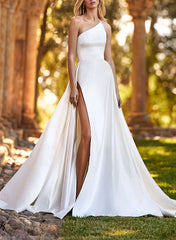 Satin Wedding Dress With Split Front