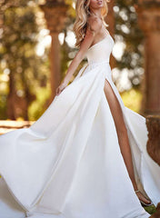 Satin Wedding Dress With Split Front