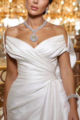 Satin Wedding Dress with Strapless Sleeveless Court Train
