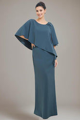 Scoop Neck Sheath/Column Dress for Mother of the Bride & Groom with Appliques and Beadings