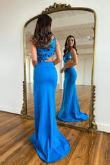 Sheath Prom Dress One Shoulder Cut Mirror Sequin Evening Dress