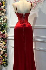 Sheath/Column Prom Dress Sleeveless Spaghetti Straps Formal Dress With Beadings and Rhinestones
