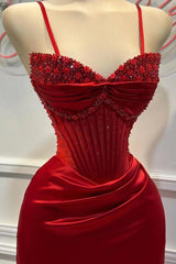 Sheath/Column Prom Dress Sleeveless Spaghetti Straps Formal Dress With Beadings and Rhinestones