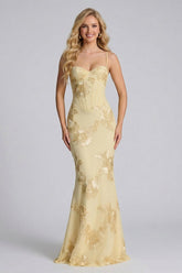 Sheath/Column Spaghetti Straps Floor-Length Bridesmaid Dresses with Applique