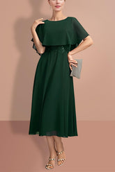 Short-Sleeve A-Line Princess Gown with Jewel Neckline for the Mother of the Bride