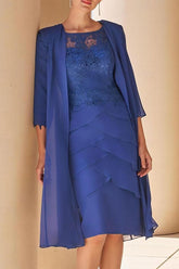 Short Sleeve Knee-Length Lace Sheath Dress for the Mother of the Bride