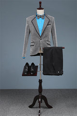 Silvery Notched Lapel Two Piece Sequin Prom Suit