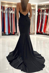 Simple Black Prom Dress Mermaid Long Formal Evening Dress