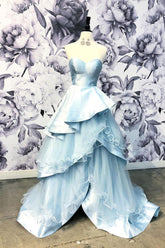 Simple Blue Prom Dress Satin Long Formal Gown Evening Dress