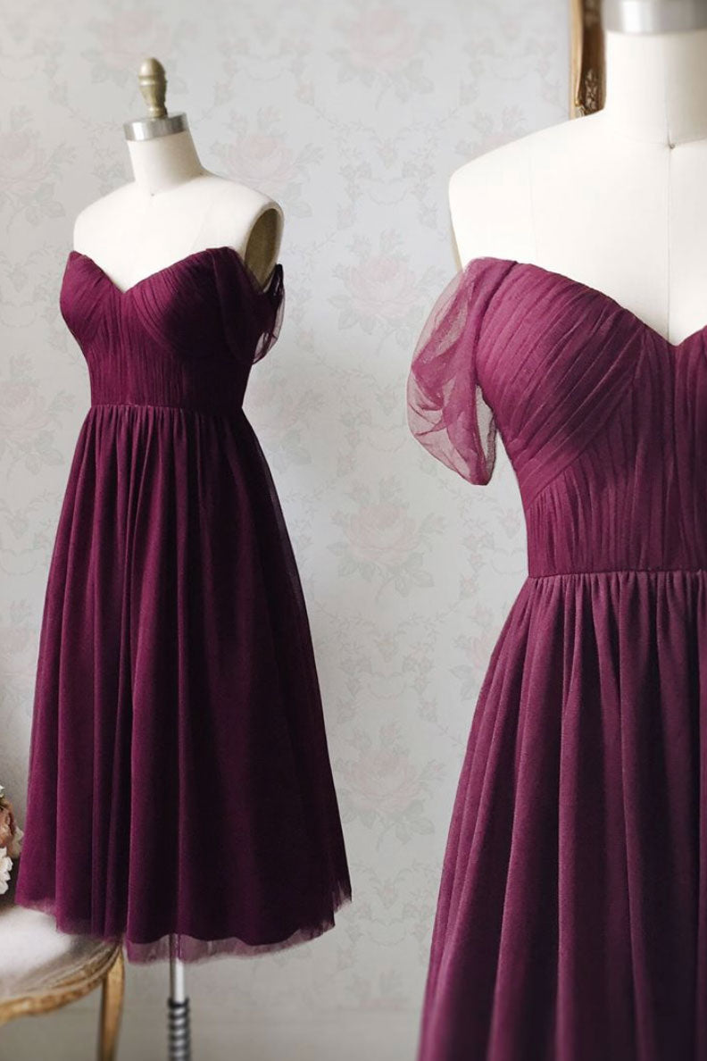 Simple Bridesmaid Dress Sweetheart Chiffon Tulle Short Party Cocktail Dress
