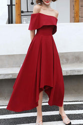 Simple Burgundy Prom Dress Evening Dress