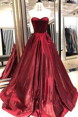 Simple Burgundy Prom Dress Satin Long Formal Gown Evening Dress