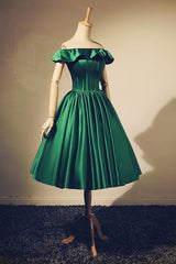 Simple Green Homecoming Dress A Line Off the Shoulder Short Evening Dress