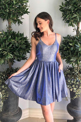 Simple Homecoming Dress A Line Blue Short Party Cocktail Dress