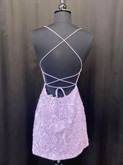 Simple Homecoming Dress Purple Lace Mermaid Short Party Cocktail Dress
