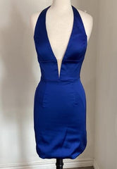 Simple Homecoming Dress Red Deep V neck Short Party Cocktail Dress