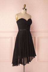 Simple Homecoming Dress Sweetheart Neck Chiffon Black Short Party Cocktail Dress