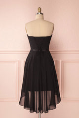 Simple Homecoming Dress Sweetheart Neck Chiffon Black Short Party Cocktail Dress