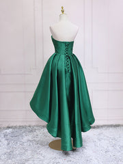 Simple Homecoming Dress Sweetheart Neck Green High Low Short Party Cocktail Dress