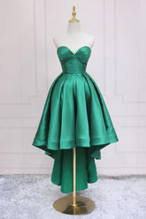 Simple Homecoming Dress Sweetheart Neck Green High Low Short Party Cocktail Dress