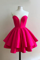 Simple Homecoming Dress Sweetheart Neck Red Cute Short Party Cocktail Dress