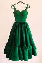 Simple Homecoming Dress Sweetheart Neck Satin Green Short Party Cocktail Dress