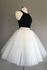 Simple Homecoming Dress Two Pieces Tulle Cute Short Party Cocktail Dress