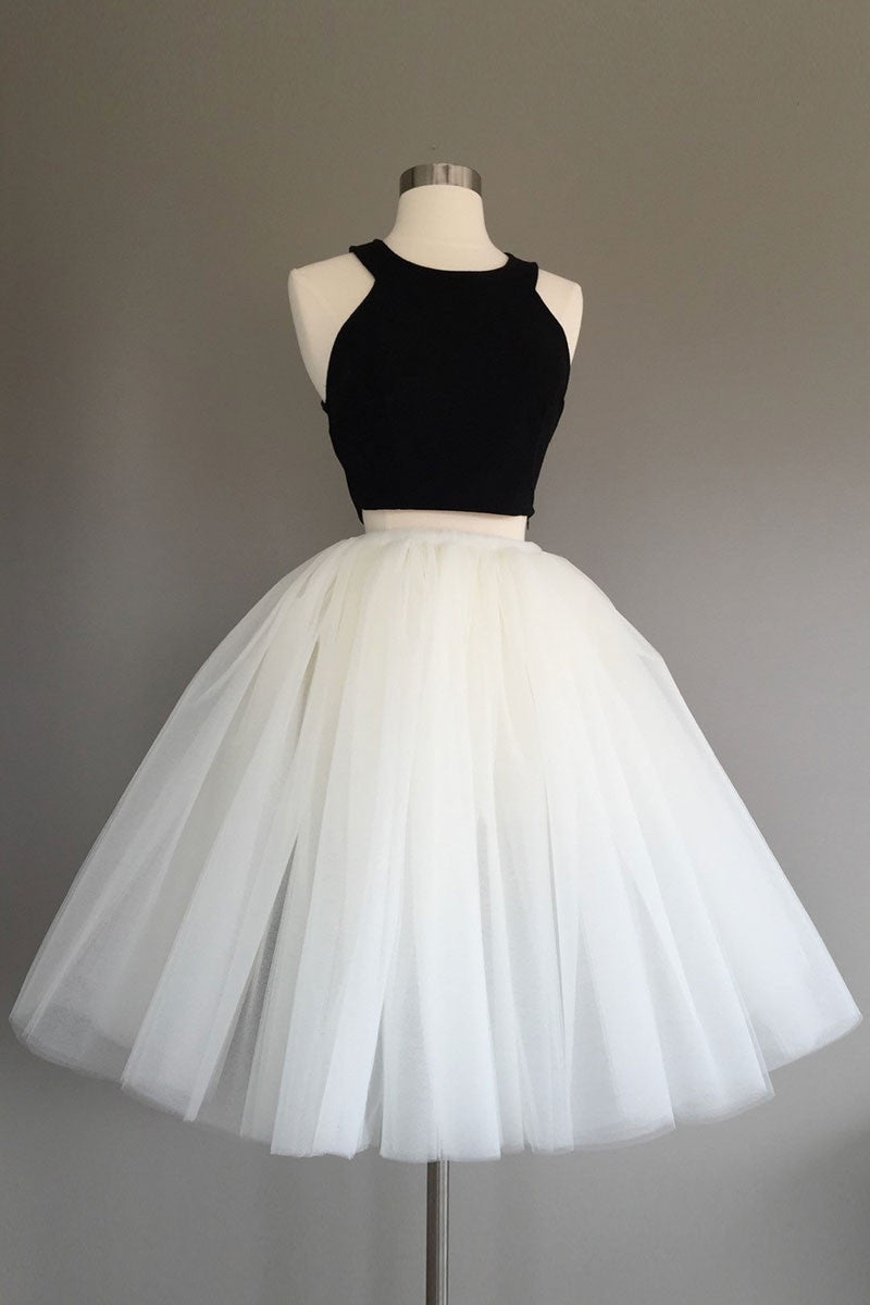 Simple Homecoming Dress Two Pieces Tulle Cute Short Party Cocktail Dress