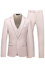 Simple Light Pink Notched Lapel 3 Piece Prom Suit