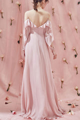 Simple Pink Prom Dress Chiffon Long Formal Evening Dress