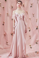 Simple Pink Prom Dress Chiffon Long Formal Evening Dress