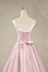 Simple Pink Prom Dress Long Formal Wedding Party Dress Formal Evening Dress