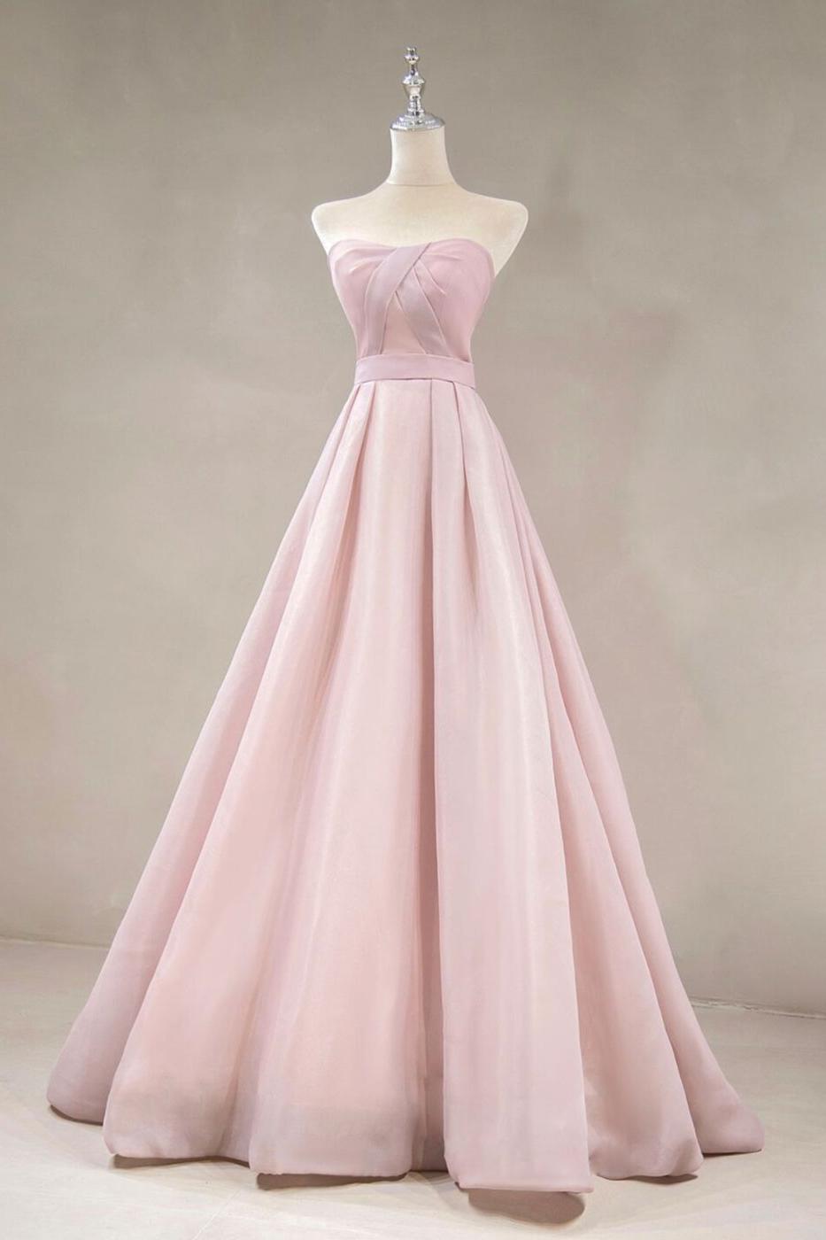 Simple Pink Prom Dress Long Formal Wedding Party Dress Formal Evening Dress