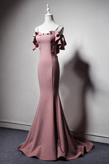 Simple Pink Prom Dress Mermaid Long Bridesmaid Gown Evening Dress