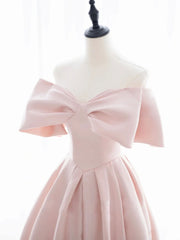 Simple Pink Prom Dress Satin Long A Line Evening Dress