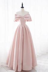 Simple Pink Prom Dress Satin Long A Line Evening Dress