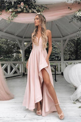 Simple Pink Prom Dress Satin Long Formal Gown Evening Dress