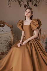 Simple Square Neckline Prom Dress Satin Long Formal Evening Dress