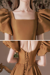 Simple Square Neckline Prom Dress Satin Long Formal Evening Dress