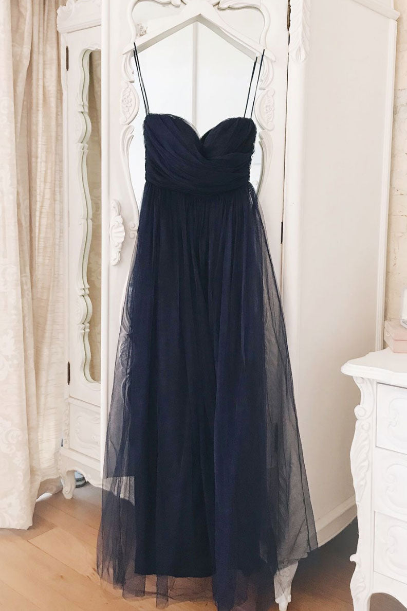 Simple Sweetheart Blue Prom Dress Tulle Long Formal Dress Evening Dress
